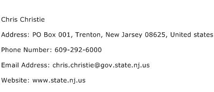 Chris Christie Address Contact Number