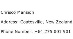 Chrisco Mansion Address Contact Number