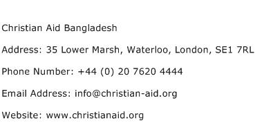 Christian Aid Bangladesh Address Contact Number
