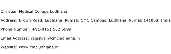 Christian Medical College Ludhiana Address Contact Number