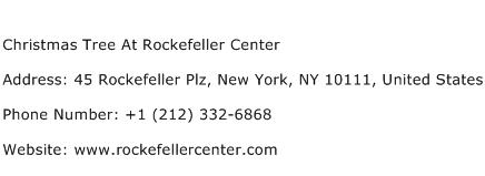 Christmas Tree At Rockefeller Center Address Contact Number