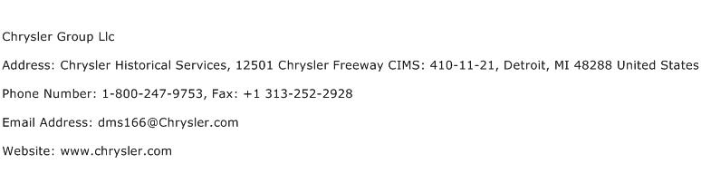 Chrysler Group Llc Address Contact Number