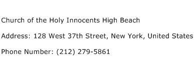 Church of the Holy Innocents High Beach Address Contact Number