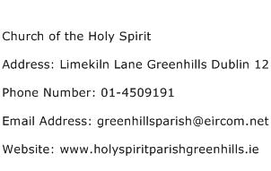 Church of the Holy Spirit Address Contact Number