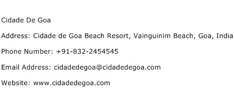 Cidade De Goa Address Contact Number