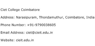 Ciet College Coimbatore Address Contact Number