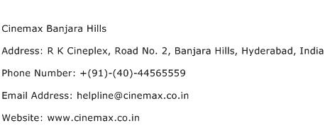 Cinemax Banjara Hills Address Contact Number