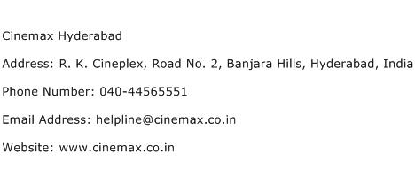 Cinemax Hyderabad Address Contact Number
