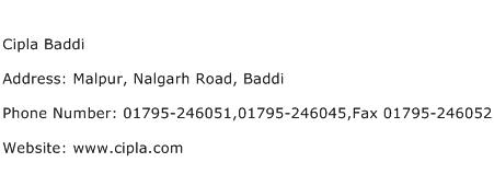 Cipla Baddi Address Contact Number