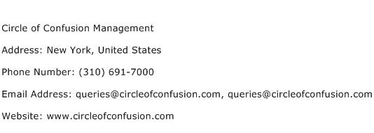 Circle of Confusion Management Address Contact Number