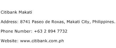 Citibank Makati Address Contact Number