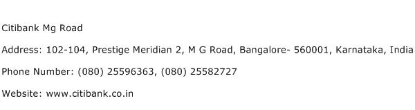 Citibank Mg Road Address Contact Number