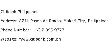 Citibank Philippines Address Contact Number
