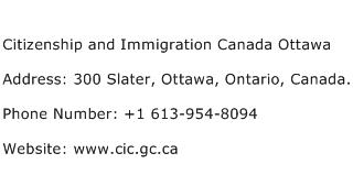 Citizenship and Immigration Canada Ottawa Address Contact Number