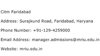 Citm Faridabad Address Contact Number