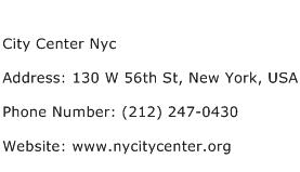 City Center Nyc Address Contact Number