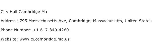 City Hall Cambridge Ma Address Contact Number