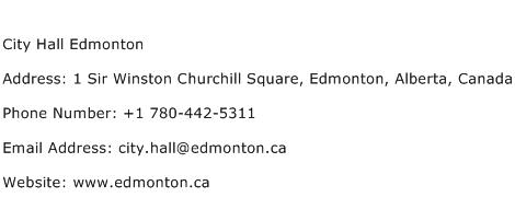 City Hall Edmonton Address Contact Number