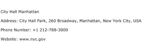City Hall Manhattan Address Contact Number