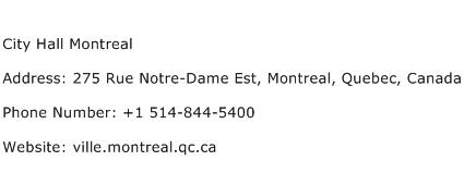 City Hall Montreal Address Contact Number