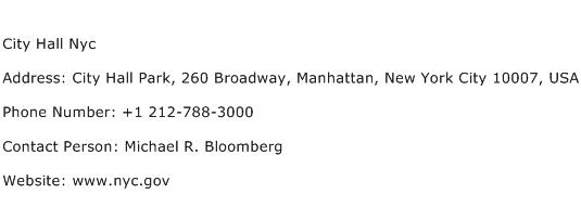 City Hall Nyc Address Contact Number