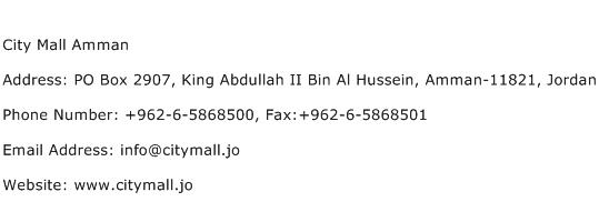 City Mall Amman Address Contact Number