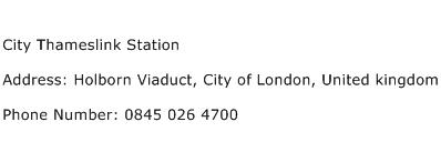 City Thameslink Station Address Contact Number