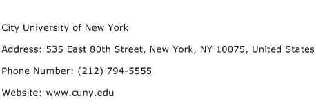 City University of New York Address Contact Number