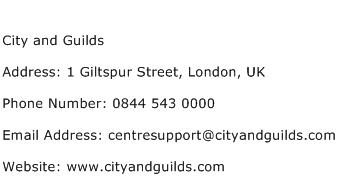 City and Guilds Address Contact Number
