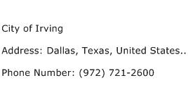 City of Irving Address Contact Number
