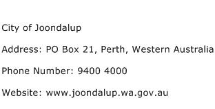 City of Joondalup Address Contact Number