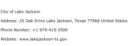 City of Lake Jackson Address Contact Number
