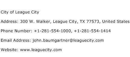 City of League City Address Contact Number