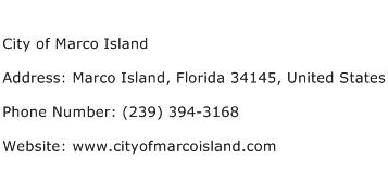 City of Marco Island Address Contact Number