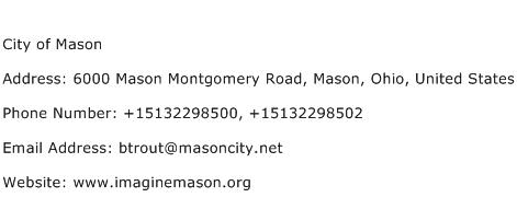 City of Mason Address Contact Number