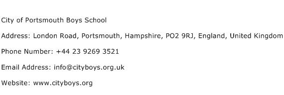 City of Portsmouth Boys School Address Contact Number