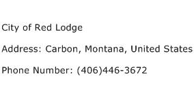 City of Red Lodge Address Contact Number
