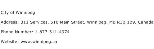 City of Winnipeg Address Contact Number