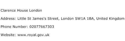 Clarence House London Address Contact Number