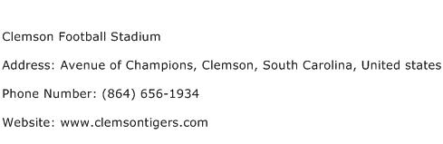Clemson Football Stadium Address Contact Number