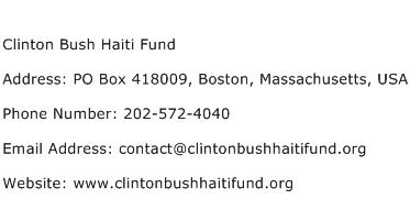 Clinton Bush Haiti Fund Address Contact Number