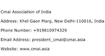 Cmai Association of India Address Contact Number