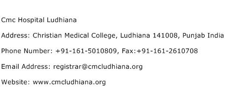 Cmc Hospital Ludhiana Address Contact Number
