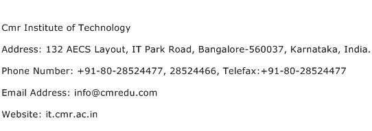 Cmr Institute of Technology Address Contact Number