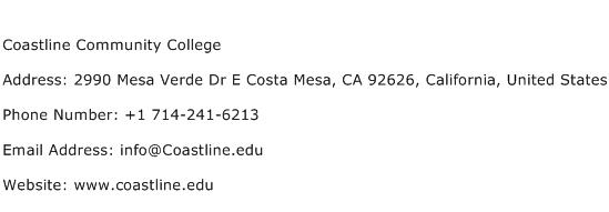 Coastline Community College Address Contact Number