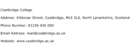 Coatbridge College Address Contact Number