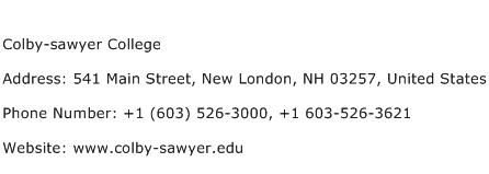 Colby sawyer College Address Contact Number