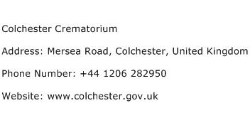 Colchester Crematorium Address Contact Number