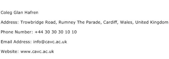 Coleg Glan Hafren Address Contact Number