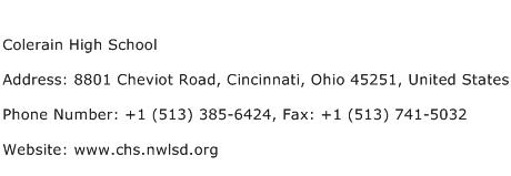 Colerain High School Address Contact Number